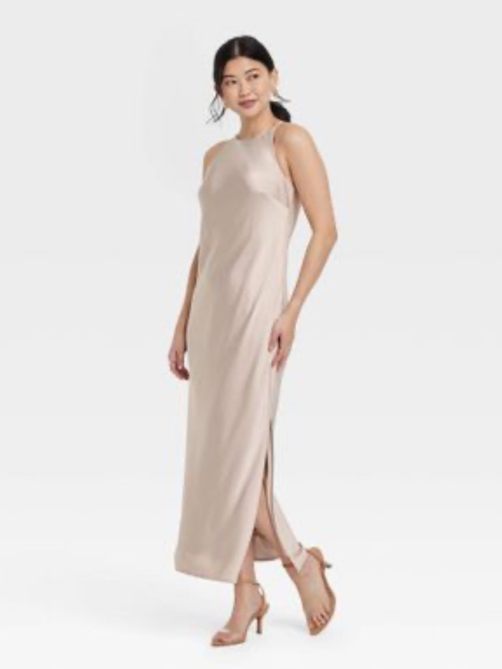 a new day Beige Halter Maxi Dress with Side Slit